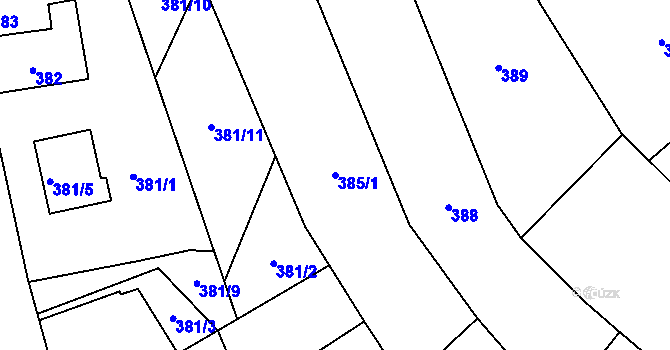 Parcela st. 385/1 v KÚ Jaroměř, Katastrální mapa