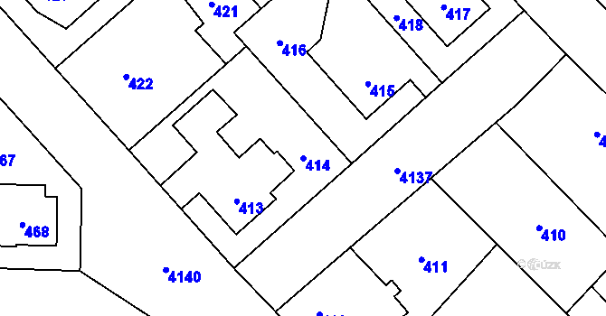 Parcela st. 414 v KÚ Jaroměř, Katastrální mapa