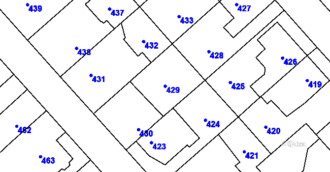 Parcela st. 429 v KÚ Jaroměř, Katastrální mapa
