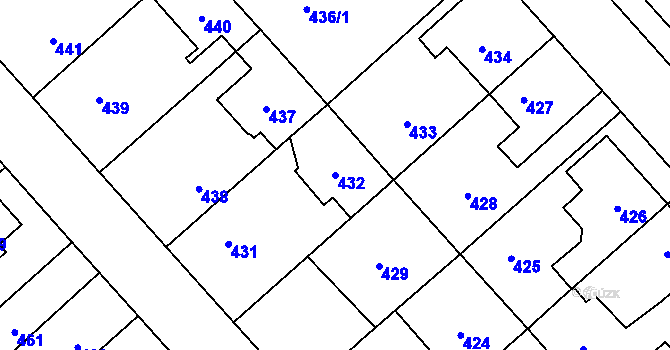 Parcela st. 432 v KÚ Jaroměř, Katastrální mapa