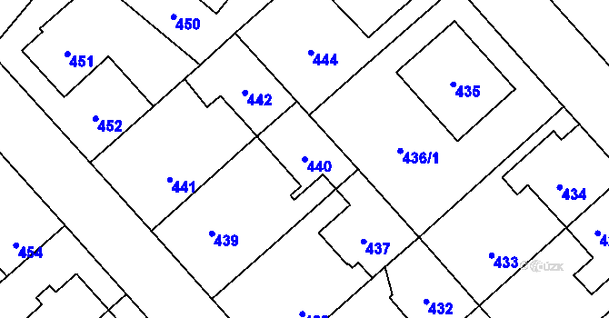 Parcela st. 440 v KÚ Jaroměř, Katastrální mapa