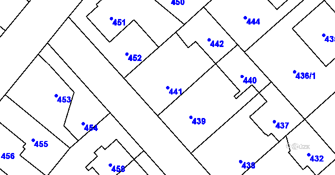 Parcela st. 441 v KÚ Jaroměř, Katastrální mapa