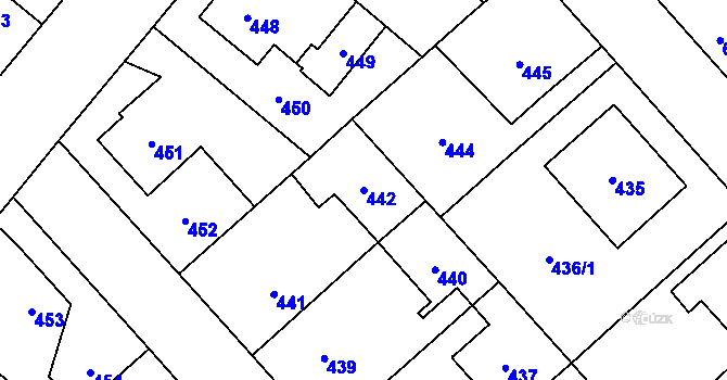 Parcela st. 442 v KÚ Jaroměř, Katastrální mapa
