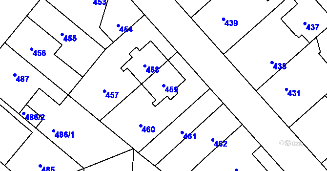 Parcela st. 459 v KÚ Jaroměř, Katastrální mapa