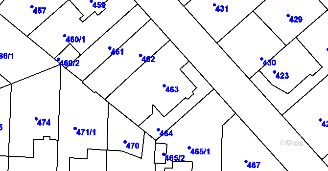 Parcela st. 463 v KÚ Jaroměř, Katastrální mapa