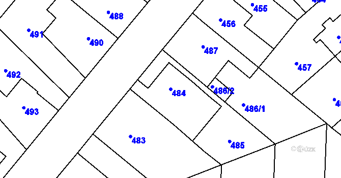 Parcela st. 484 v KÚ Jaroměř, Katastrální mapa