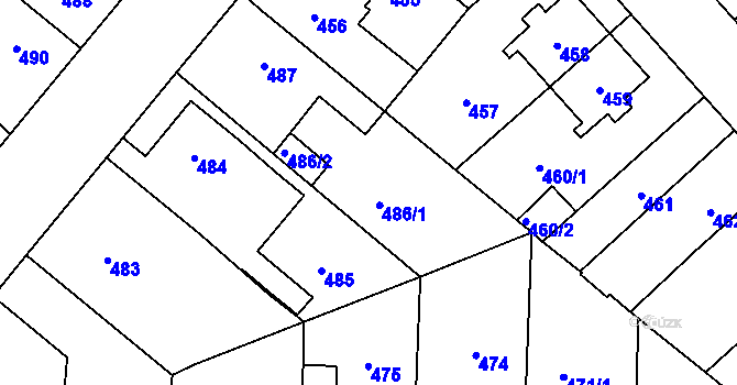 Parcela st. 486 v KÚ Jaroměř, Katastrální mapa