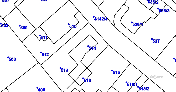 Parcela st. 514 v KÚ Jaroměř, Katastrální mapa