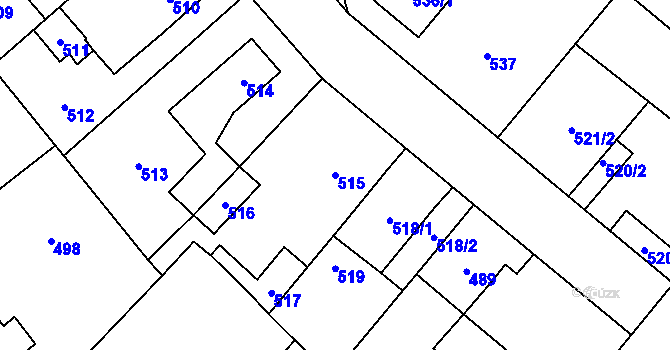 Parcela st. 515 v KÚ Jaroměř, Katastrální mapa