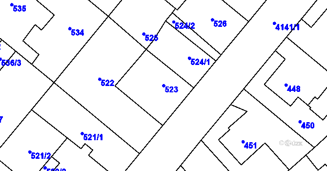 Parcela st. 523 v KÚ Jaroměř, Katastrální mapa