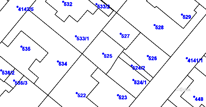 Parcela st. 525 v KÚ Jaroměř, Katastrální mapa