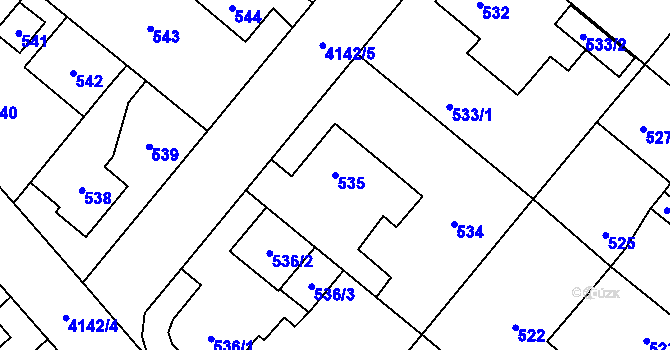 Parcela st. 535 v KÚ Jaroměř, Katastrální mapa