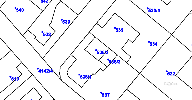 Parcela st. 536/2 v KÚ Jaroměř, Katastrální mapa