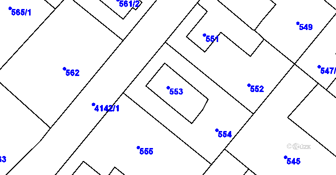 Parcela st. 553 v KÚ Jaroměř, Katastrální mapa