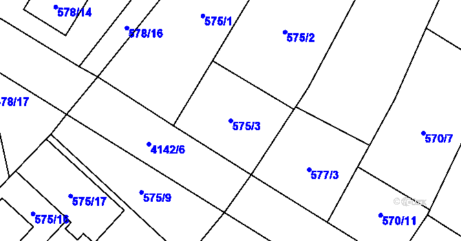 Parcela st. 575/3 v KÚ Jaroměř, Katastrální mapa