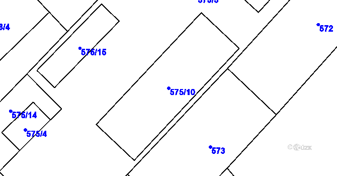 Parcela st. 575/10 v KÚ Jaroměř, Katastrální mapa