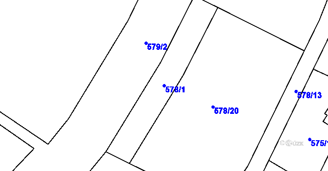 Parcela st. 578/1 v KÚ Jaroměř, Katastrální mapa