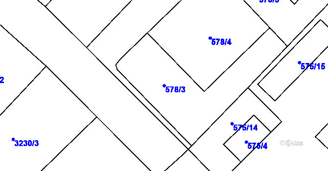 Parcela st. 578/3 v KÚ Jaroměř, Katastrální mapa