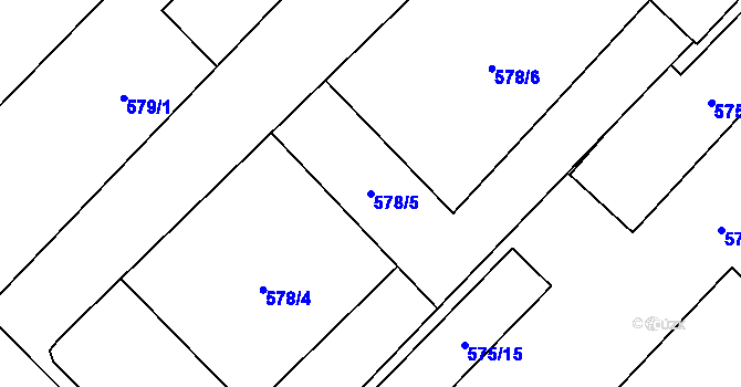 Parcela st. 578/5 v KÚ Jaroměř, Katastrální mapa