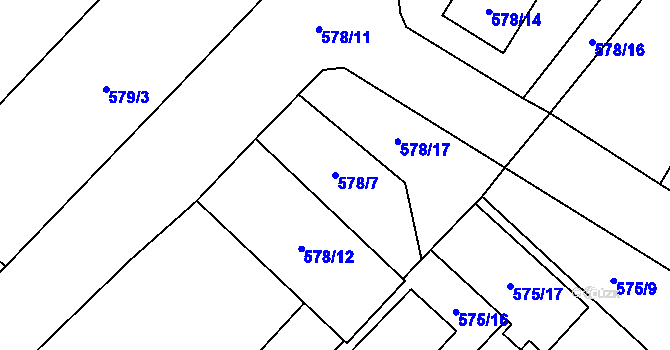 Parcela st. 578/7 v KÚ Jaroměř, Katastrální mapa