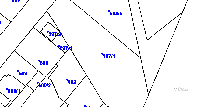 Parcela st. 587/1 v KÚ Jaroměř, Katastrální mapa