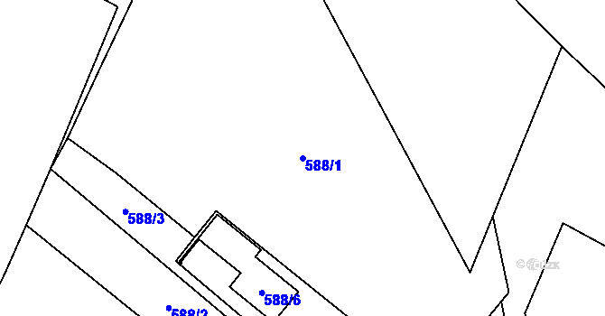 Parcela st. 588/1 v KÚ Jaroměř, Katastrální mapa