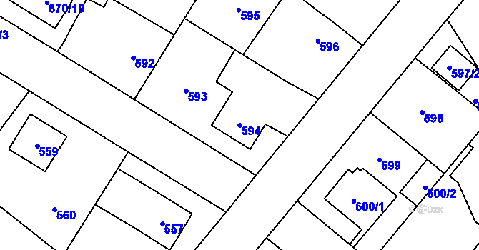 Parcela st. 594 v KÚ Jaroměř, Katastrální mapa