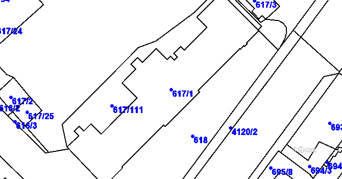 Parcela st. 617/1 v KÚ Jaroměř, Katastrální mapa