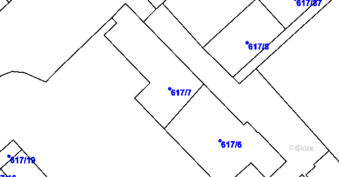 Parcela st. 617/7 v KÚ Jaroměř, Katastrální mapa