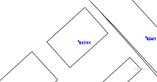 Parcela st. 617/11 v KÚ Jaroměř, Katastrální mapa