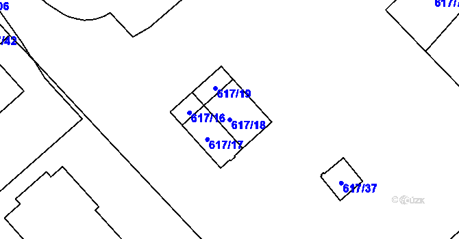 Parcela st. 617/18 v KÚ Jaroměř, Katastrální mapa