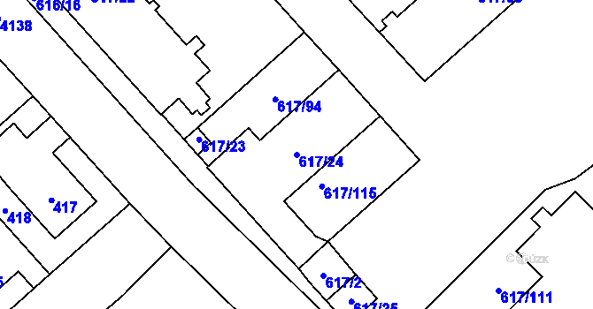 Parcela st. 617/24 v KÚ Jaroměř, Katastrální mapa