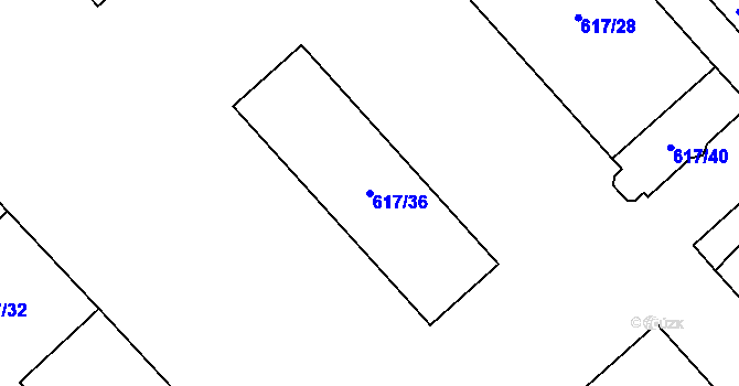 Parcela st. 617/36 v KÚ Jaroměř, Katastrální mapa