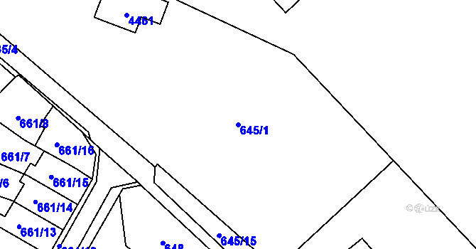 Parcela st. 645/1 v KÚ Jaroměř, Katastrální mapa
