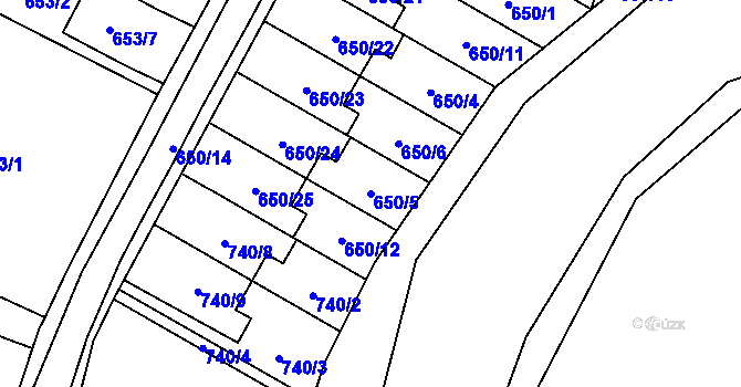Parcela st. 650/5 v KÚ Jaroměř, Katastrální mapa