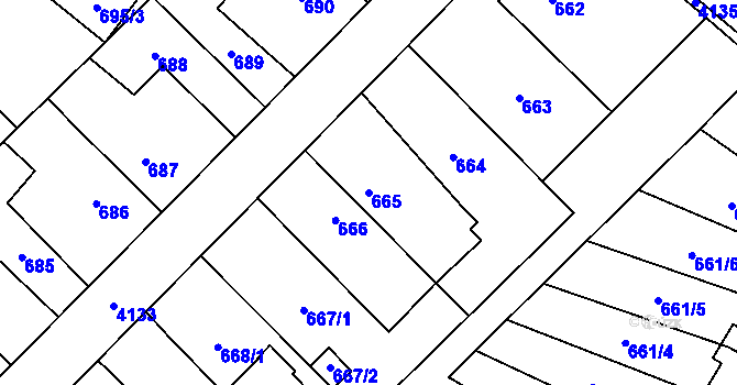 Parcela st. 665 v KÚ Jaroměř, Katastrální mapa