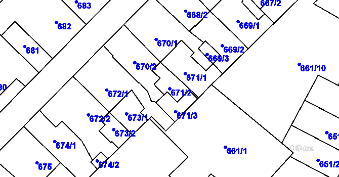Parcela st. 671/2 v KÚ Jaroměř, Katastrální mapa