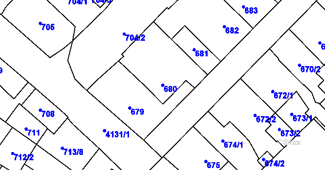Parcela st. 680 v KÚ Jaroměř, Katastrální mapa