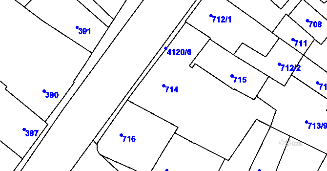 Parcela st. 714 v KÚ Jaroměř, Katastrální mapa
