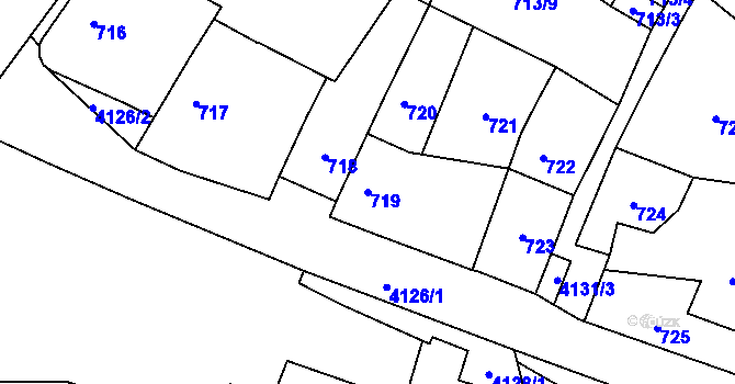Parcela st. 719 v KÚ Jaroměř, Katastrální mapa