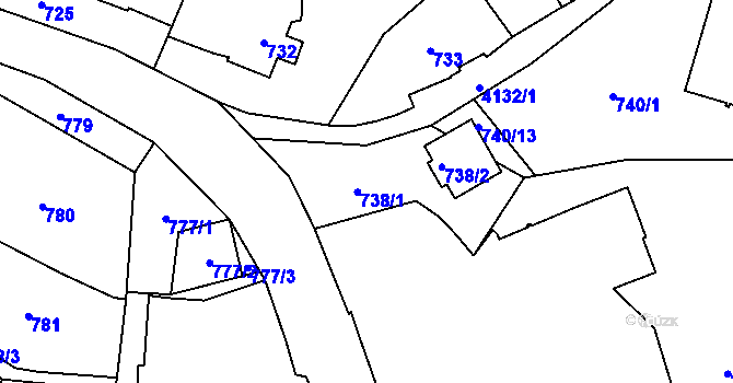 Parcela st. 736 v KÚ Jaroměř, Katastrální mapa