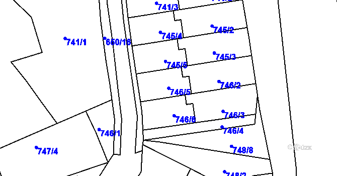 Parcela st. 746/5 v KÚ Jaroměř, Katastrální mapa