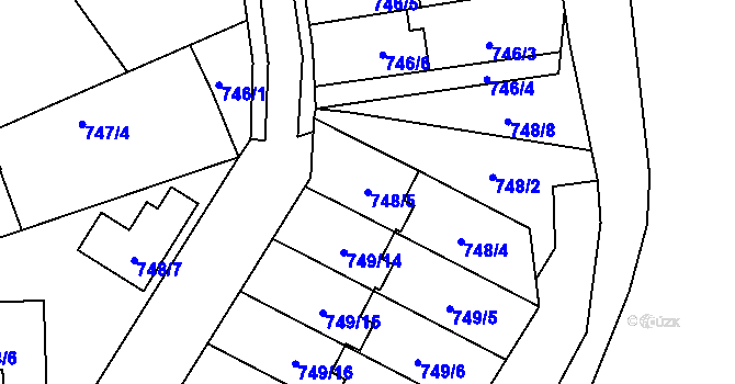 Parcela st. 748/5 v KÚ Jaroměř, Katastrální mapa