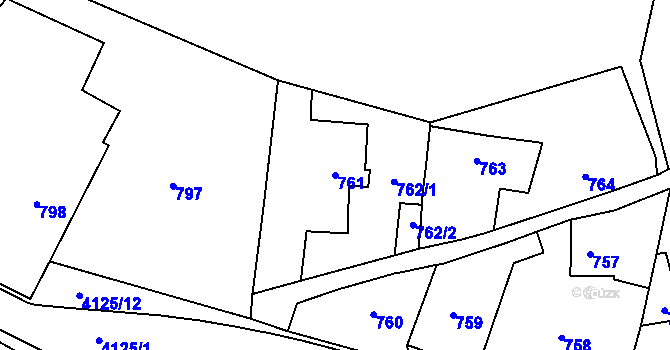 Parcela st. 761 v KÚ Jaroměř, Katastrální mapa
