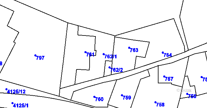 Parcela st. 762/1 v KÚ Jaroměř, Katastrální mapa