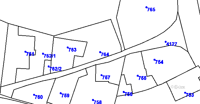 Parcela st. 764 v KÚ Jaroměř, Katastrální mapa