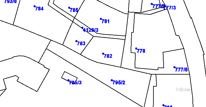 Parcela st. 782 v KÚ Jaroměř, Katastrální mapa