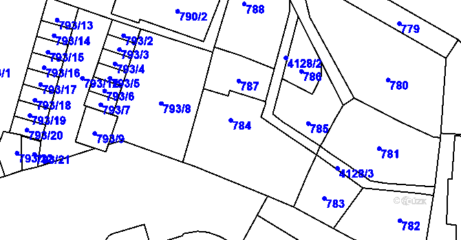 Parcela st. 784 v KÚ Jaroměř, Katastrální mapa