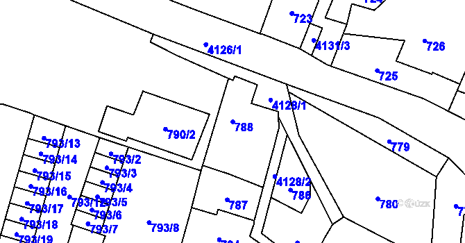 Parcela st. 788 v KÚ Jaroměř, Katastrální mapa