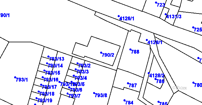 Parcela st. 790/2 v KÚ Jaroměř, Katastrální mapa
